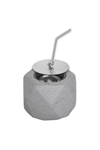 SHOPIENS Mini Decorative Table Fireplace Polygonal Grey Cement Metal 13x13x10cm for Indoor Outdoor