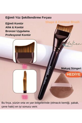 Melien Oval Foundation, Slanted Contour and Flat Cut End Blush Bb Cc Cream Liquid 1 Piece Makeup Brush Gift