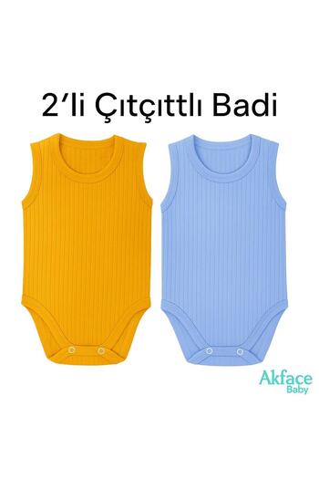 Akface 2 Pcs Combed Cotton - Sweatproof - Snap Fastener Newborn and Baby Ribbed Tank Top Bodysuit