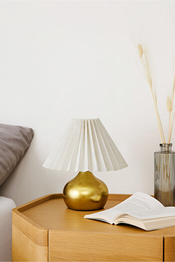 HOMİNG Lumera Gold Pleated Fabric Lampshade 242225