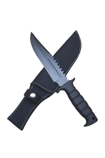 OEM Military Tactical Knife for Camping, Hiking, Steel Blade, ABS Handle, Transport Sheath, 29 cm, Black