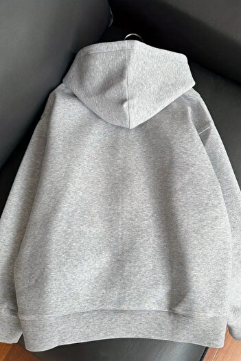 Tarz Cool Unisex Gray Zipper Hooded Sweatshirt