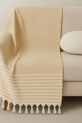 Bonny Home Alora – Cotton Tufted Cover, Geometric Patterned Sofa and Bed Throw 220X180 cm