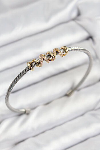Skygo 316L Steel Zircon Stone Model Gold and Silver Color Women's Bracelet - Tj-Bb7777