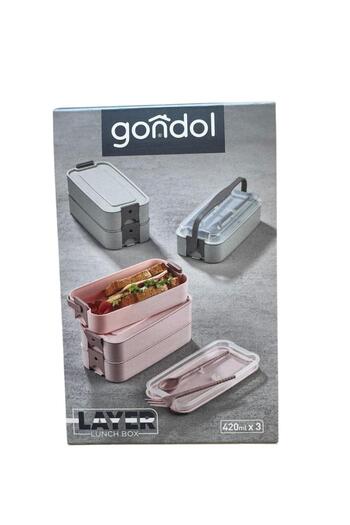 Tatlı Sebep Gondol Layer Lunch Box Locked Layered Lunch Box with Fork and Spoon