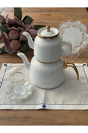 Meri Ev Gereçleri White Pearl Enamel Tea Pot