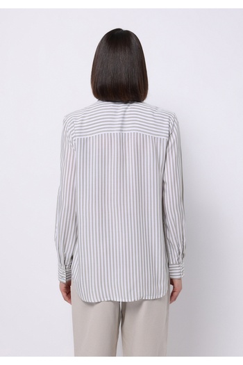 Colin's Regular Fit Shirt Neck Striped Women's Green Long Sleeve Shirt