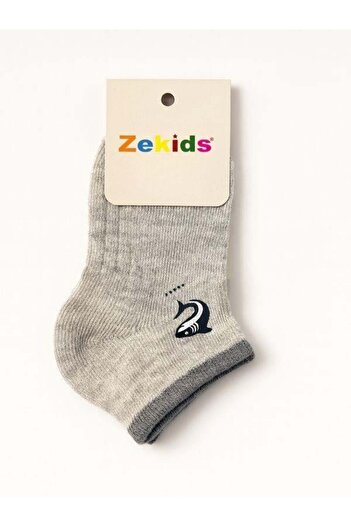 Zekids Boy's Dolphin Patterned Cotton Booties Socks