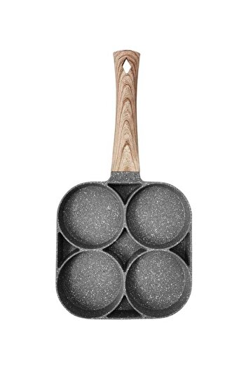 Generic Non-Stick 4-Hole Omelet Pan Black 14inch