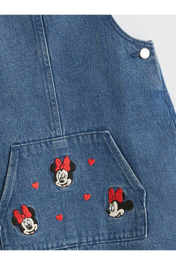 LC Waikiki Indigo Embroidered Girl's Jean Salopet Dress