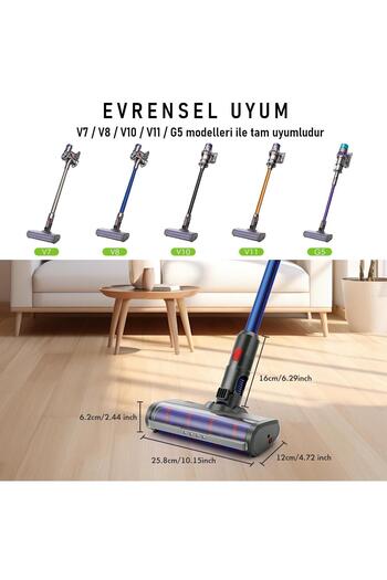 valkyrie Led Lighted Soft Roller Vacuum Cleaner Head Compatible with Dyson V7/V8/V10/V11/V15