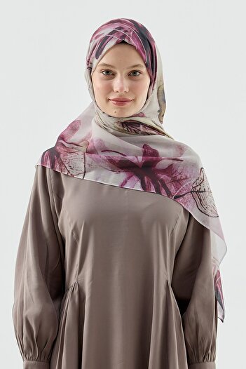 Modakaşmir Water Lily Pattern Moon Shawl