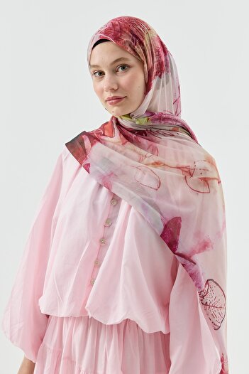 Modakaşmir Water Lily Pattern Moon Shawl