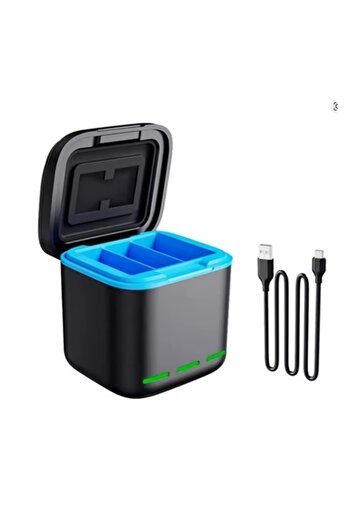 Generic محطة شحن البطارية مع كابل من النوع C ثلاثي القنوات - متوافق مع GoPro Hero 9/10/11/12