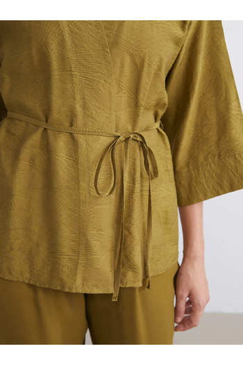 LC Waikiki Shawl Collar Textured Women's Kimono