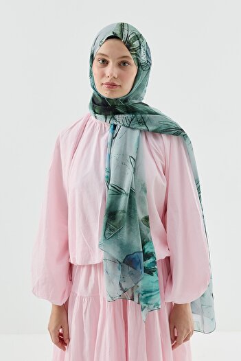 Modakaşmir Water Lily Pattern Moon Shawl