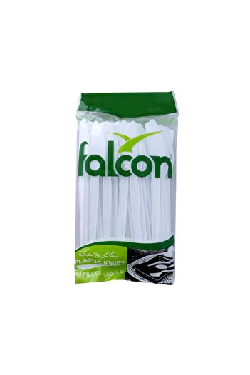Falcon Plastic Knife, White - 50 pcs x 40