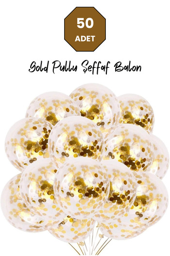 Bunloon Gold Confetti Balloon Set 50Pcs - 11 Inch Transparent Wedding and Party Decoration