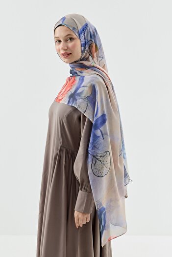 Modakaşmir Water Lily Pattern Moon Shawl