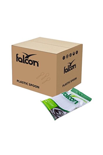 Falcon Plastic Spoon, White - 50 pcs x 40