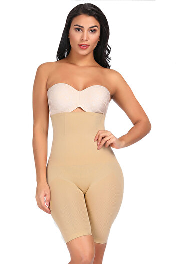Jetitude Shapewear High-Waisted Shorts, Beige