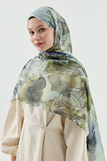 Modakaşmir Lily Pattern Moon Shawl