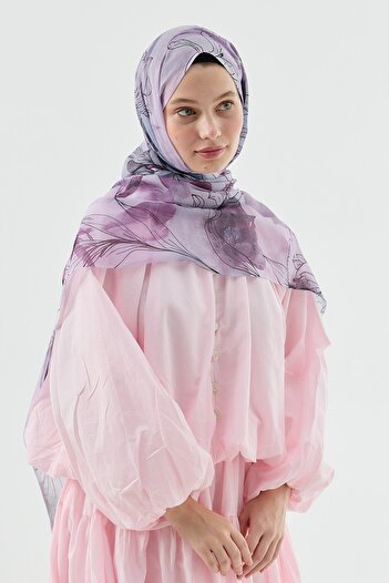Modakaşmir Lily Pattern Moon Shawl