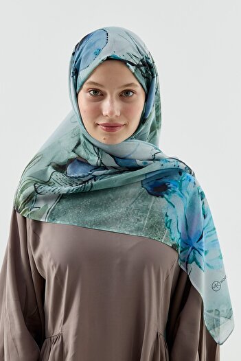 Modakaşmir Water Lily Pattern Moon Shawl