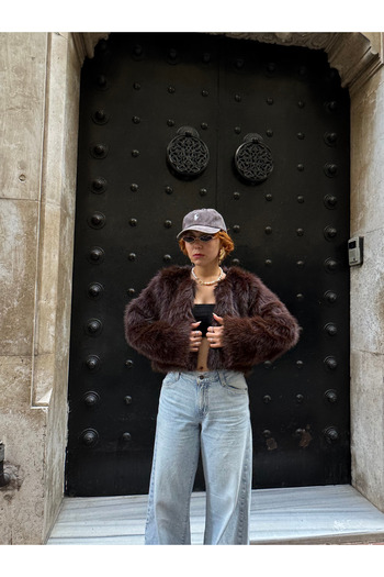 Bak'ap Premium Lined Crop Short Faux Fur Jacket