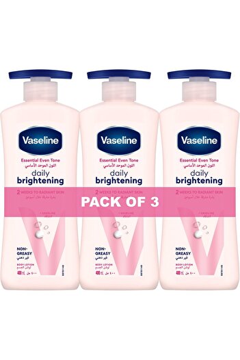 Vaseline Body Lotion for Skin Brightening and Antioxidant, Suitable for All Skin Types, 3 x 400ml