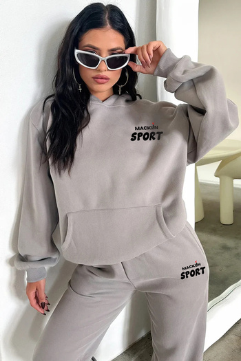macklin Unisex Ανδρικό Γυναικείο Αθλητικό Σετ Φούτερ με κουκούλα με στάμπα Oversize 3 νημάτων