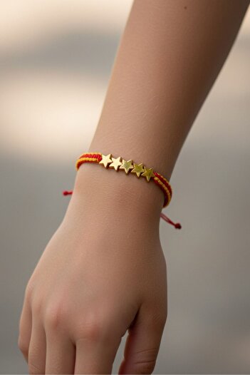 Reoona Special Yellow Red Fan Bracelet for Children - Handmade Adjustable