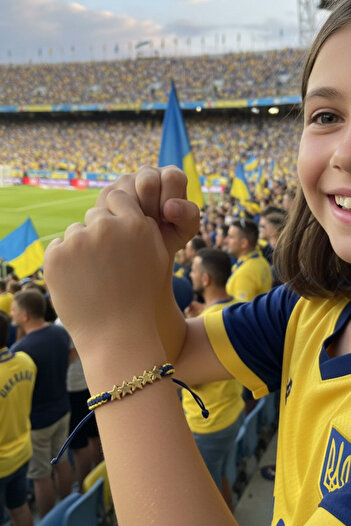 Reoona Special Yellow Navy Blue Fan Bracelet for Children - Handmade and Adjustable