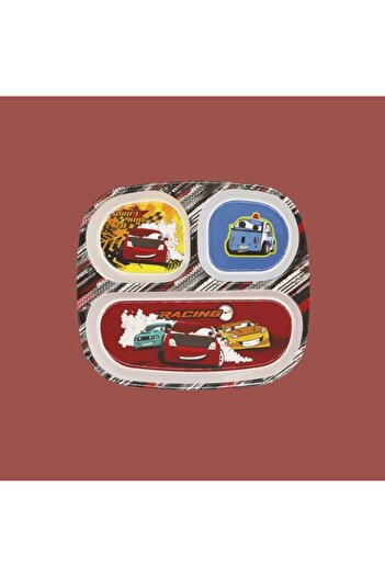 erorex Melamine Kids Rectangular 3 Partition Plate Racing Car Design | 24X21Cm