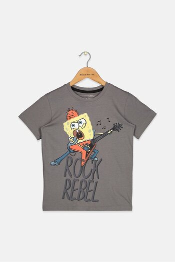 NİCKELODEON Kid Boys Graphic Round Neck T-shirt, Grey