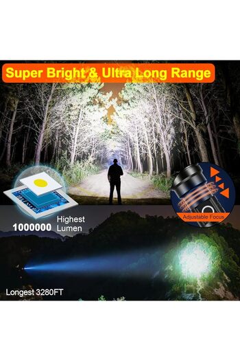 erorex Flashlight Led 3000 High lumen 5 Lighting Modes 5000mAh USB Rechargable Portable Outdoor