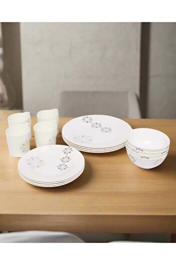 erorex White Geometric Dinner Set (16 Piece), Multicolor, One Size 131778218