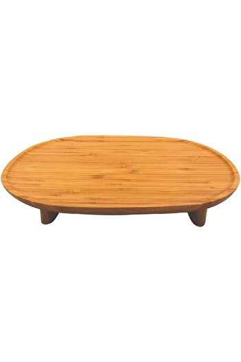 erorex Elegant And Durable Oval Bamboo Serving Platter With Stand Brown G17 X268