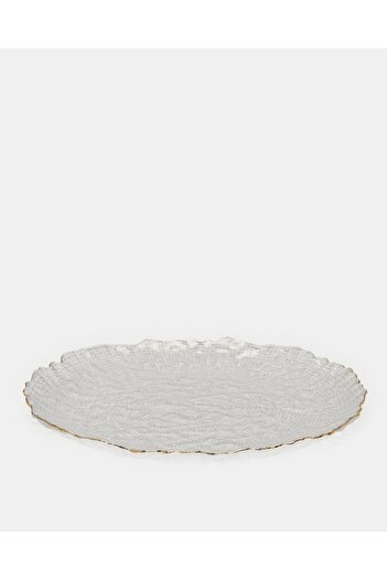 erorex White Charger Plate With Gold Rim, White, One Size