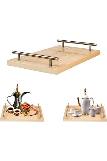 erorex Wooden Serving Trays Beautiful Handle, Premium Wood Tray Platters Serving Tea, Coffee, Desserts,