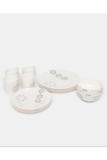 erorex White Geometric Dinner Set (16 Piece), Multicolor, One Size 131778218