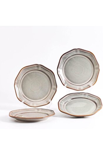 erorex Ceramic Dinnerware Plates Set 4 Pcs,7.3 Inch Dinner Dish Set Party, Microwave Glaze Safety Dinner