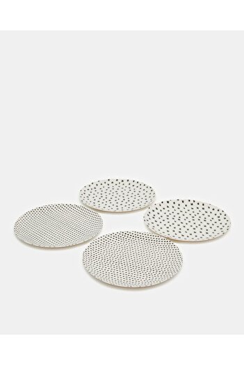erorex Grey Bamboo Dessert Plate Set (4 Piece), Grey, One Size