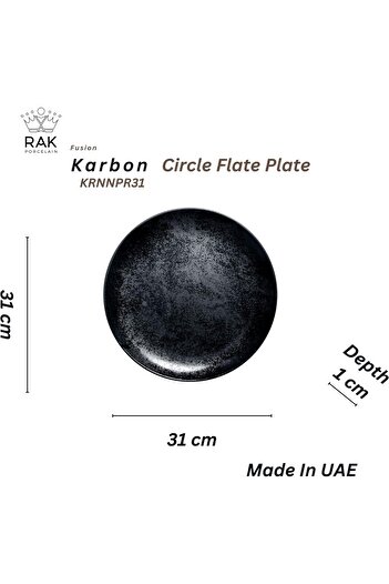 erorex Karbon Circular Plate – 31Cm | Ultra Resistant Black Porcelain | Oven, Microwave & Dishwasher Safe