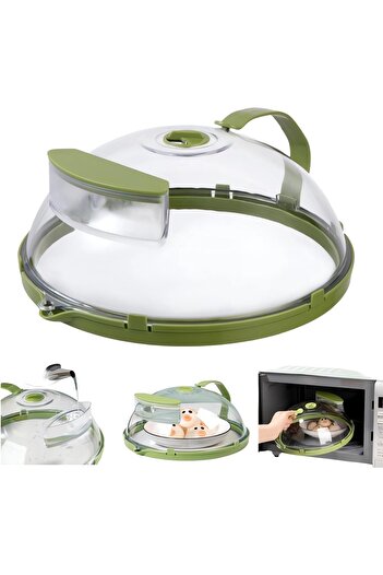 erorex 2 1 Microwave Steamer & Splash Protector Cover, Clear Microwave Splatter Lid Handle & Water Storage