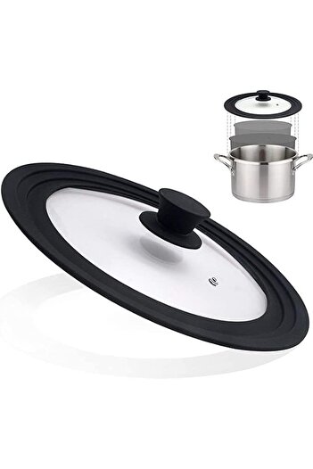 erorex Universal Lid Pots Pans Skillets Tempered Glass Covered Heat Resistant Silicone Rim Diameter