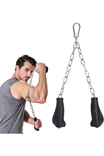 erorex Tricep Rope Cable Attachment Tricep Pull Down Rope Ergonomic Handles Metal Workout Cable Attachment
