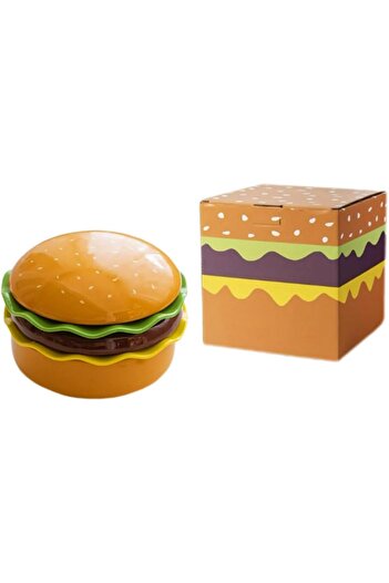 erorex Ceramic Burger Plate, 5 Piece Creative Hamburger Shaped Plates Bowls Set,Dinnerware Sets,Divided