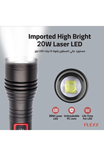 erorex Rechargeable LED Flashlight Torch: 600m Range 20W Laser LED 500 600 Lumens 5000mAh Battery Aircraft