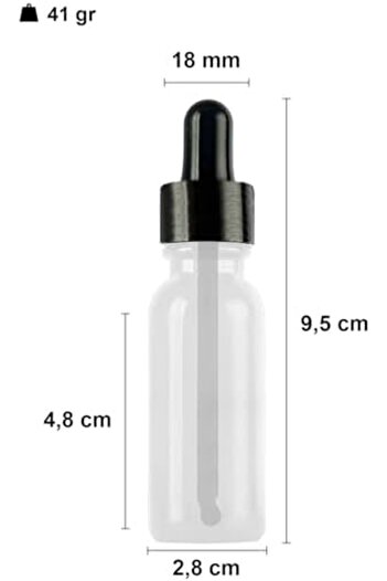 STOREMAX Polysight 20 ml Metal Cap Dropper Bottle Serum 20 Cc Glass Bottle 6 Pieces (Black Cap, Transparent